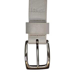 Honest by Brighton Men's 34 Belt White Leather Solid Brass Buckle USA 61502